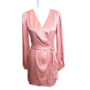 Lulu's NWT Wild For Love pink shiny zebra print mini dress w/ belt tie S